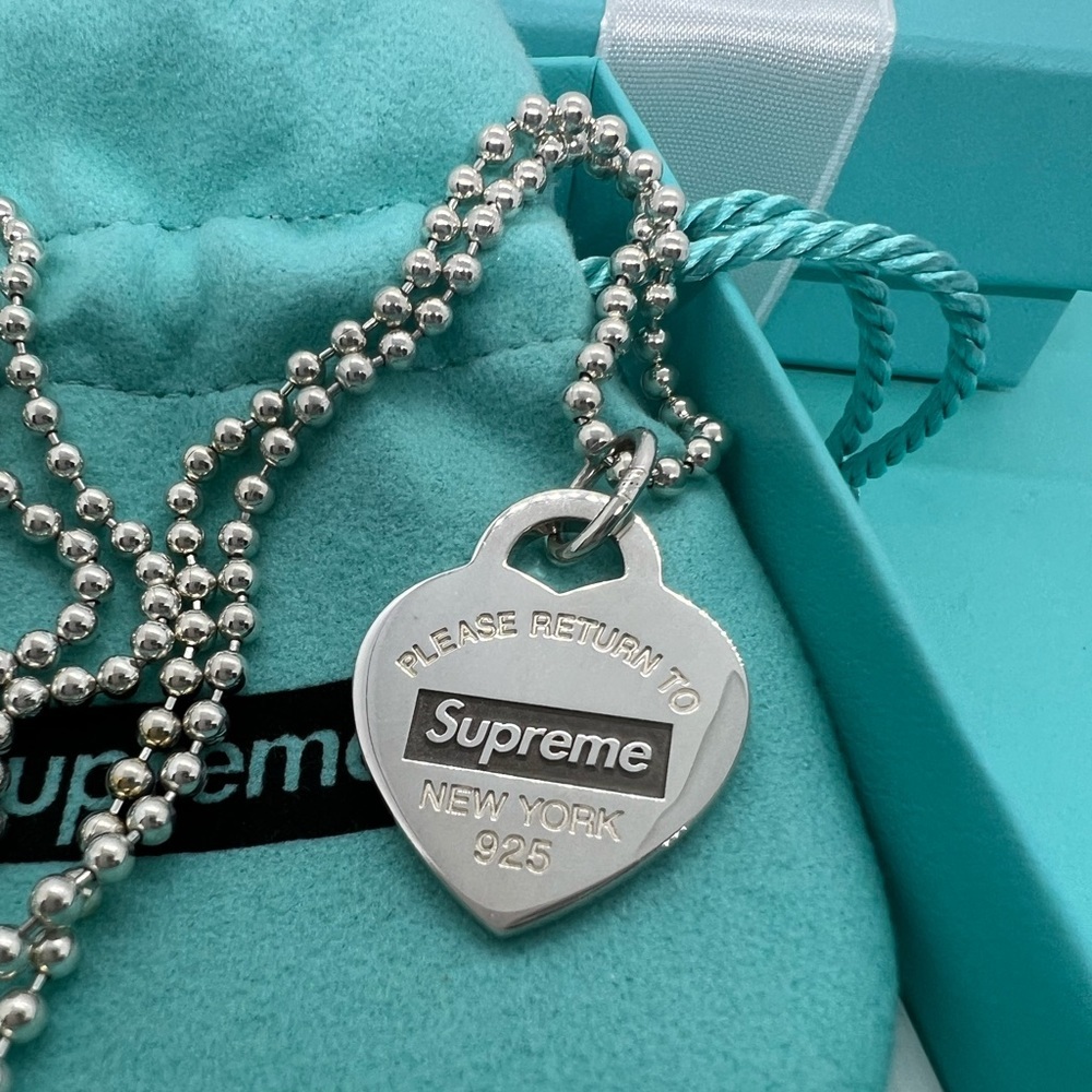 Tiffany x SUPREME Heart Necklace, Sterling Silver 24" Chain - Picture 5 of 7